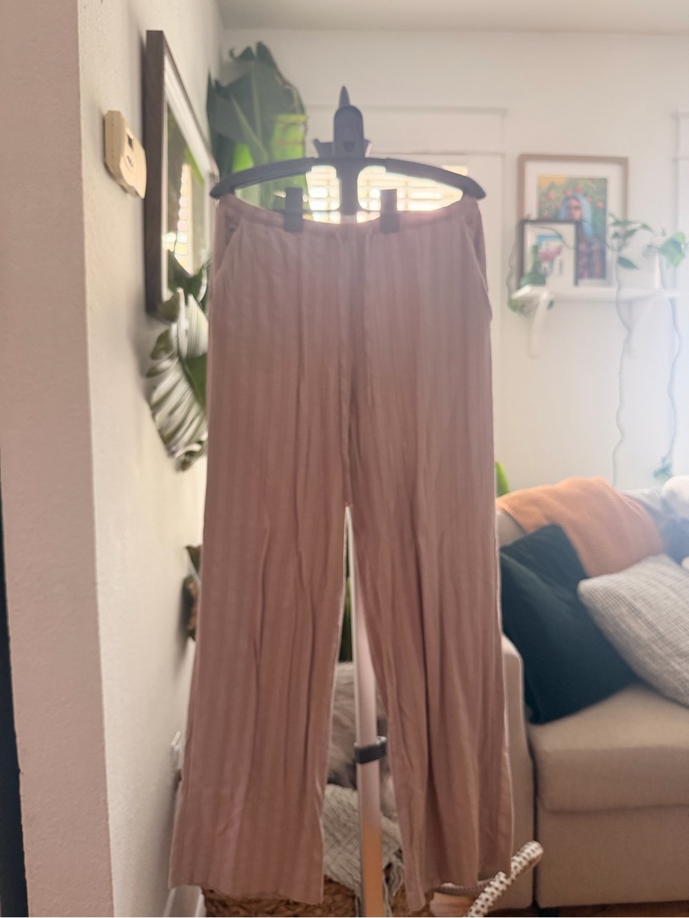 Pull&Bear Dusty Pink Wide-Leg Women's Pants